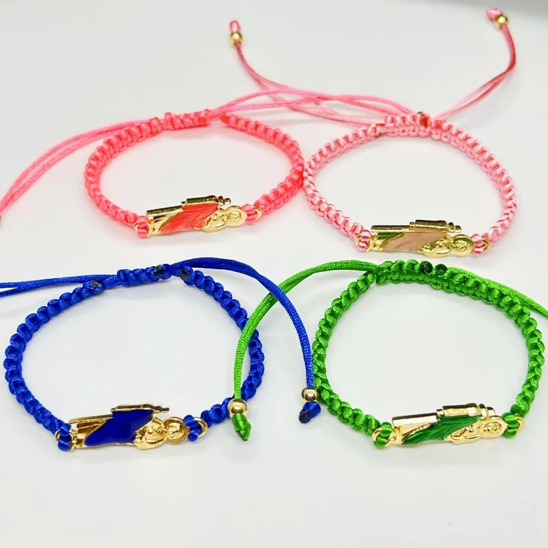 1PC Green Saint Jude Charm Bracelet Handmade Woven Rope Braided San Judas Pulsera for Women Men