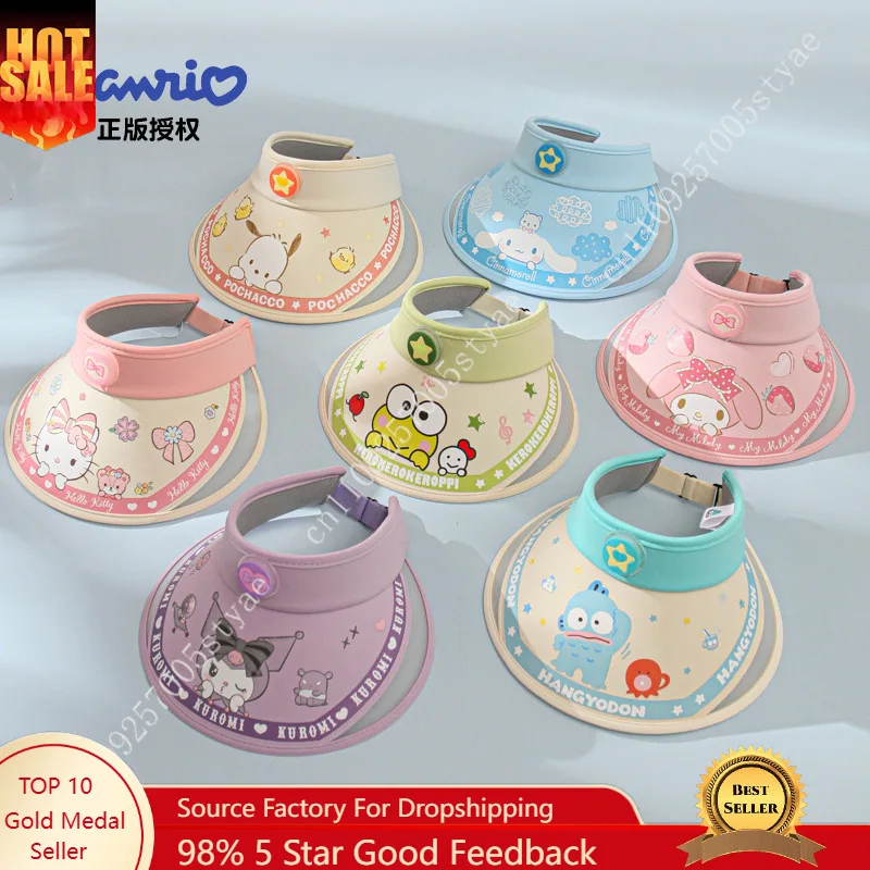 

Sanrio Authentic Sun Hat Cute Children's Summer Sun Visor with Wide Brim Kuromi Design UV Protection for Boys and Girls