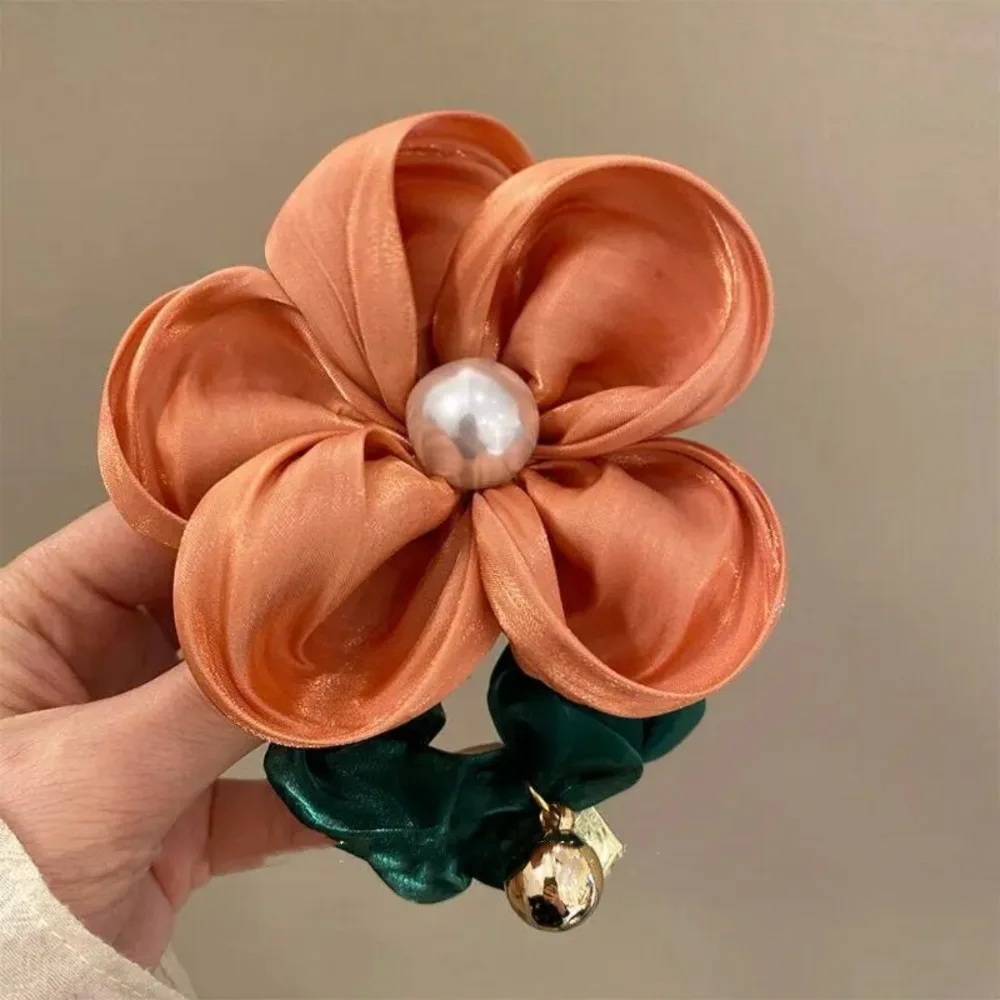 Novo círculo de cabelo elástico alto pano grande flor laço de cabelo elástico tridimensional flor cabeça corda rabo de cavalo menina