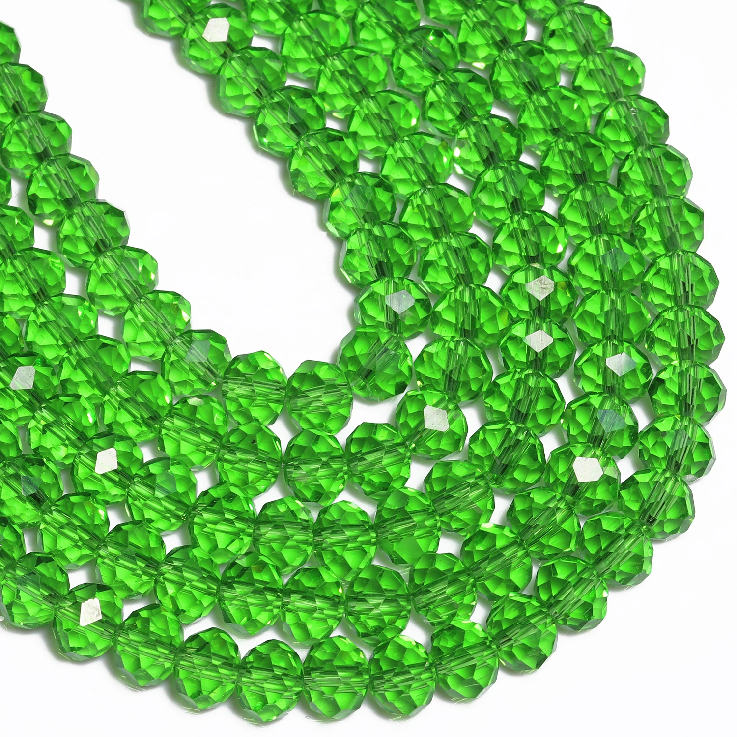 4/6/8mm Green Austrian Rondelle Crystal Beads Wheel Faceted Glass Beads For DIY Bracelet Jewelry Making Supplies Accessories