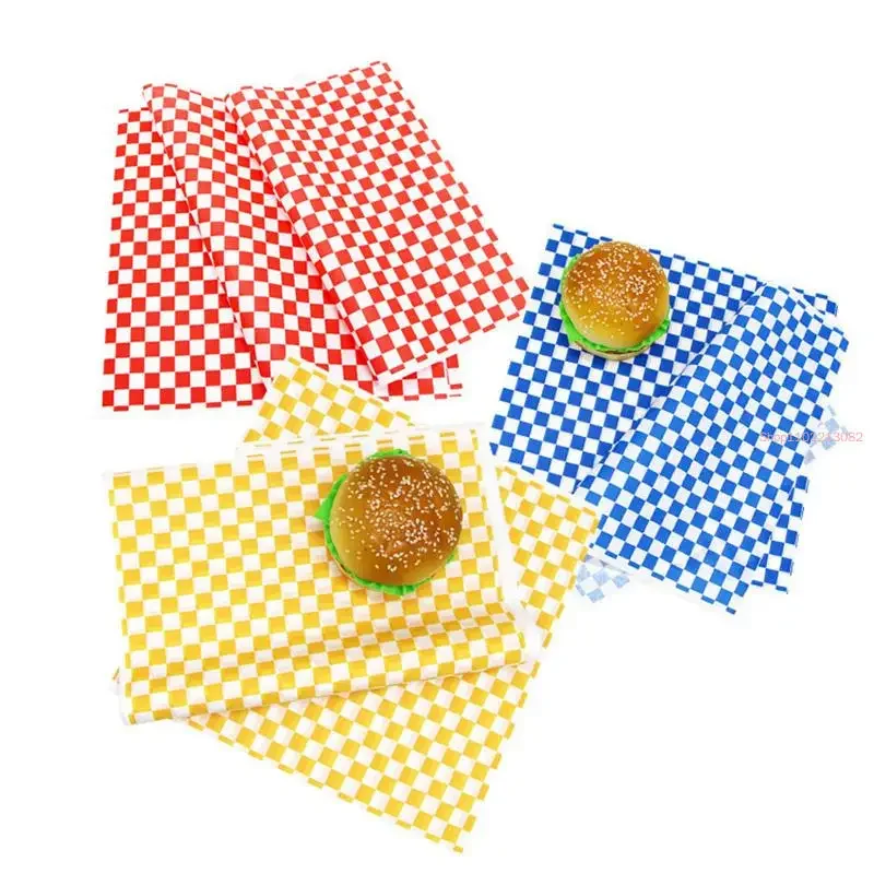 500 Sheet Baking Oil Paper Greaseproof Black and white Checkered Wax Paper Packaging Food Wrappers Printed Disposable Paper set