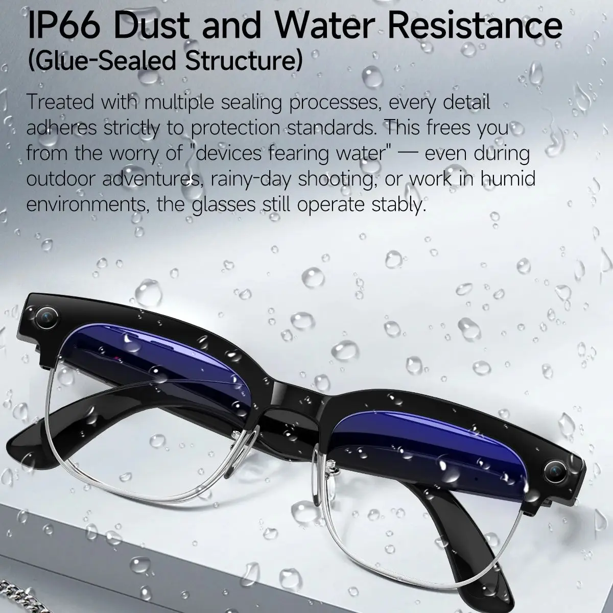 Gafas de medio marco inteligentes con IA traducción con cámara de fotos y video HD multifunción incorporada gafas de medio marco llamada Bluetooth traducción con un solo clic de varios idiomas japonés y coreano