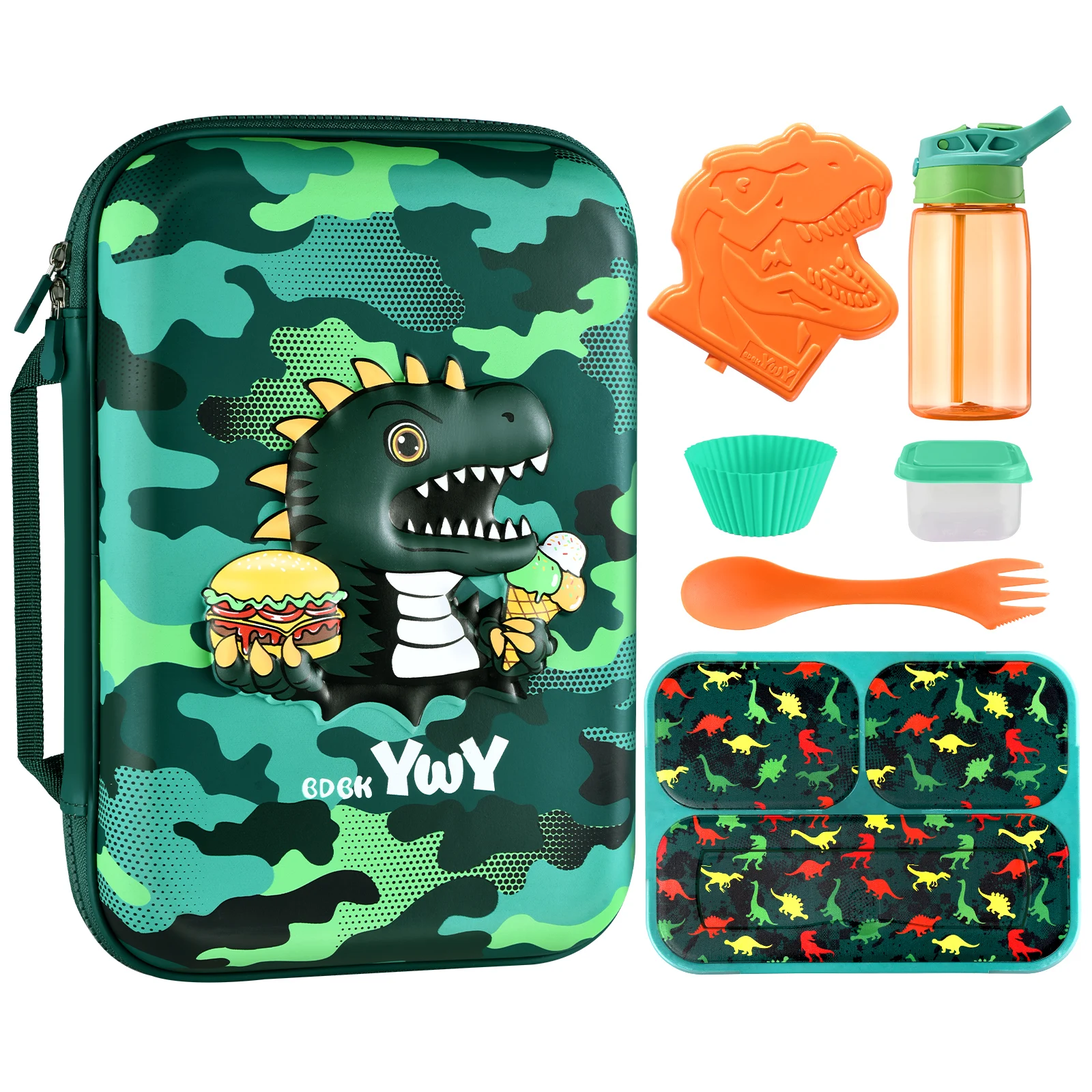 

Dinosaur themed boy lunch box set, children's picnics, outdoor activities, gifts for boys aged 6-12, school lunch box set