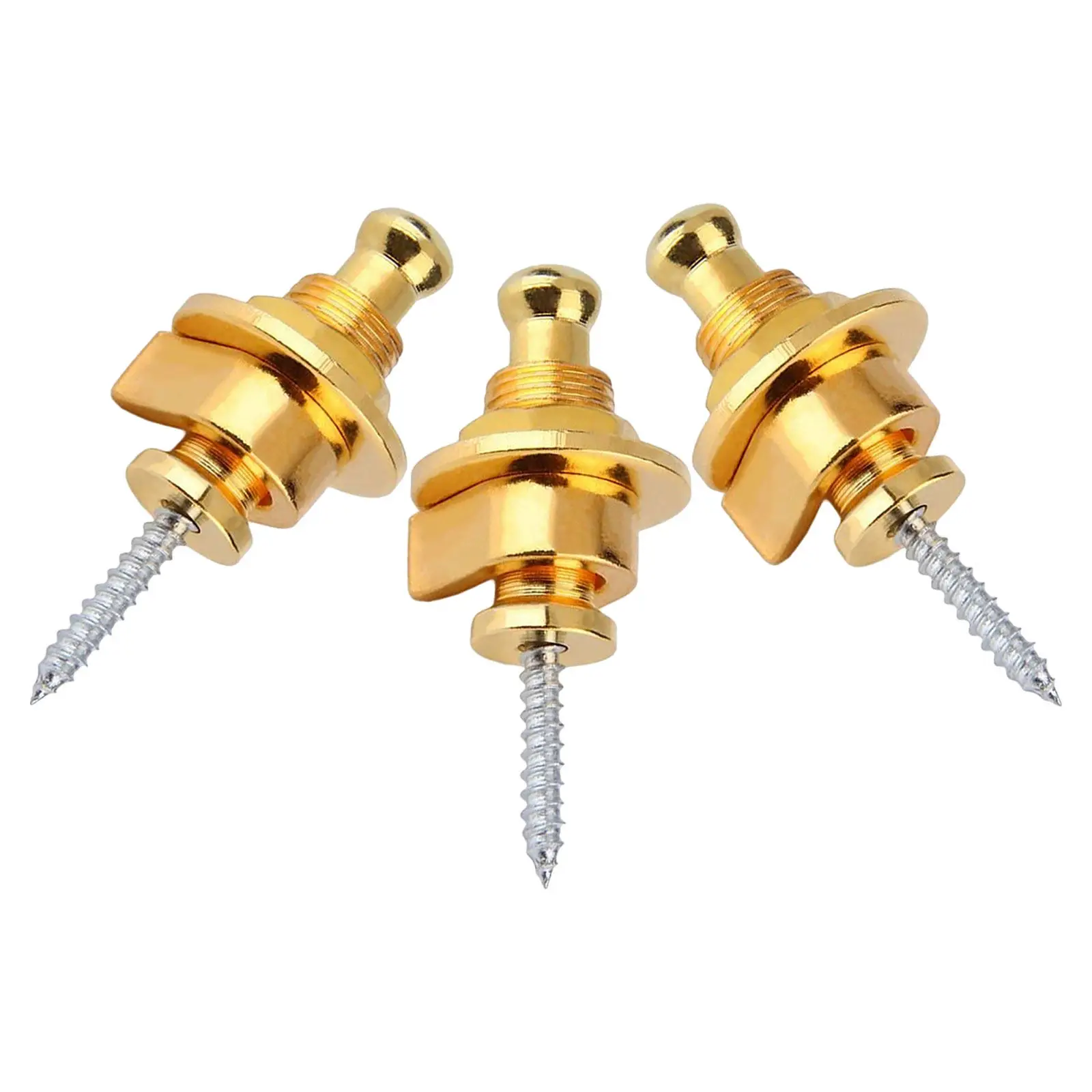 3Pcs Guitar Strap Lock Pins Gold Plated Quick Release Secure Fit for Electric Acoustic Bass Guitar Strap Buttons