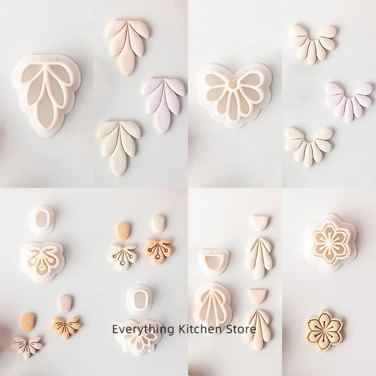 Flower Leaf Soft Pottery Polymer Clay Cutters Earrings Pendant Jewelry Embossing Mold DIY Petal Geometric Figure Cutting Molds