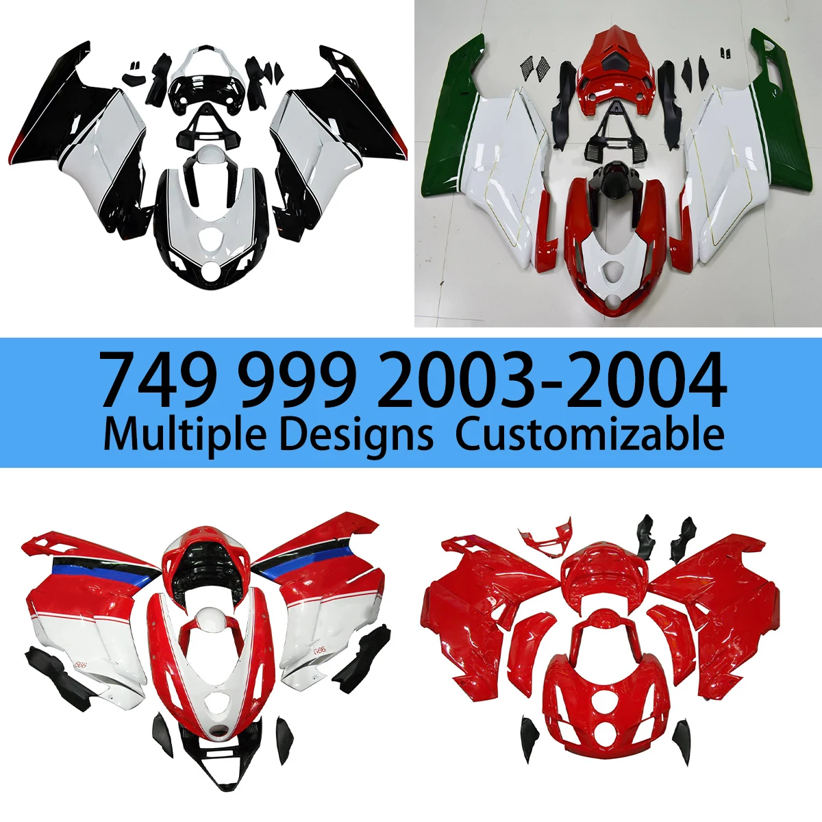 Cool Fairing Kit 749 2003 2004 Aftermarket Motorcycle Fairings Free Custom Bodywork Set for DUCATI 999 03 04