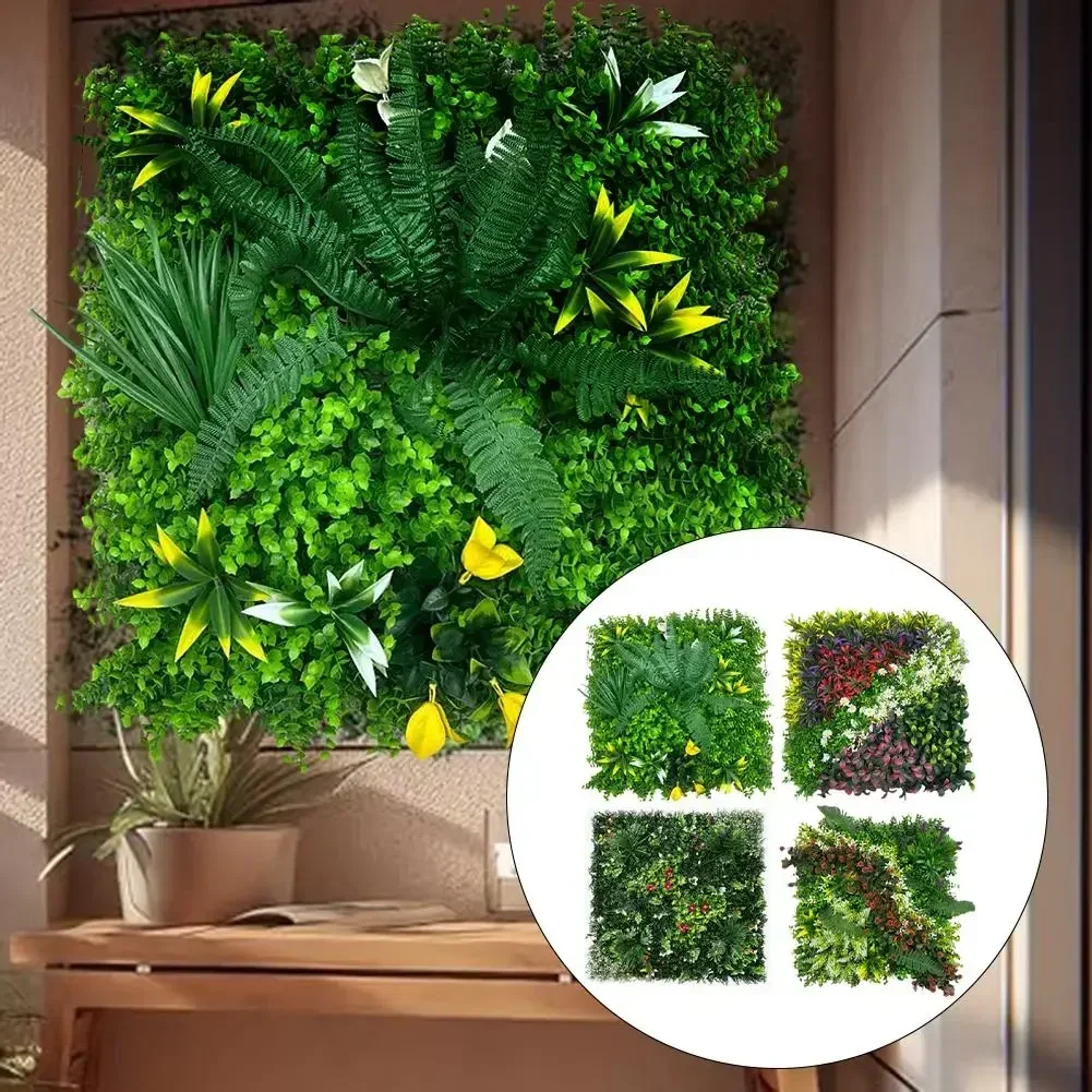 

50x50cm 3d Artificial Plant Panel Plastic Outdoor Green Lawn Diy Home Decor Wedding Backdrop Garden Grass Wall Flower Wall