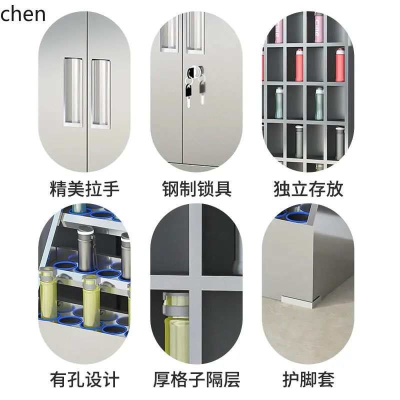 HXL Stainless Steel Cup Holder Cabinet Factory Workshop Multi-Compartment Tea Cup Rack Employee Restroom