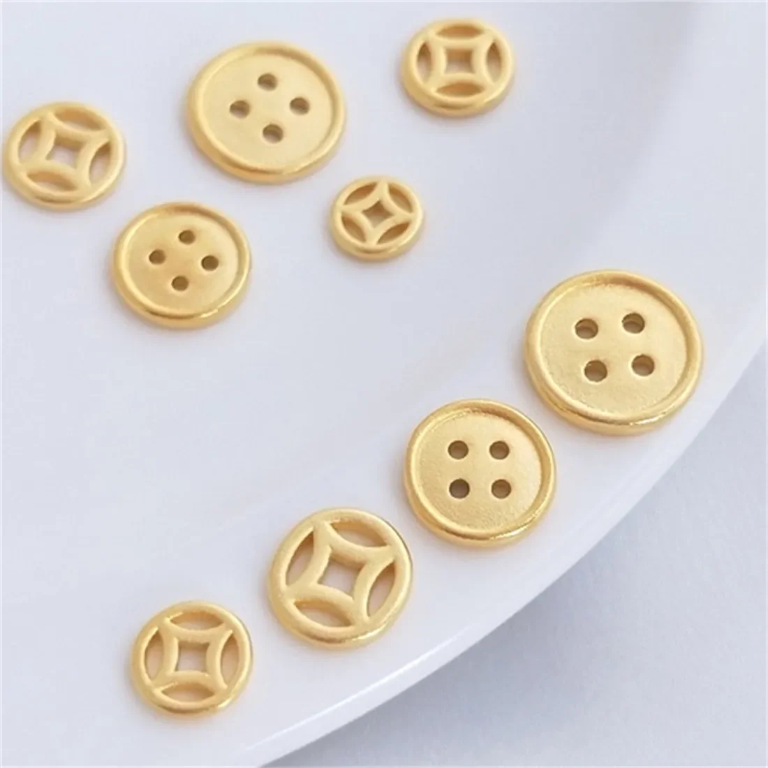 Vietnamese Sha Jin Copper Coin Connecting Piece Button Shaped Handmade Accessory DIY Braided Rope Bracelet Headpiece Pendant