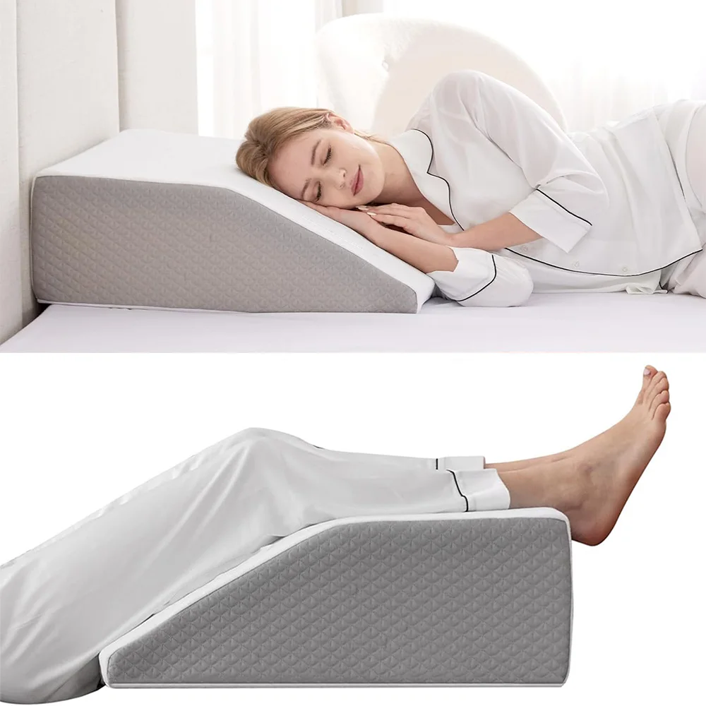 Coussin pour les jambes, coussin rehausseur de jambes de 8 pouces, pour le repos, le sommeil, coussin en forme de cale pour dormir sur le côté, coussin en mousse à mémoire de forme pour les jambes