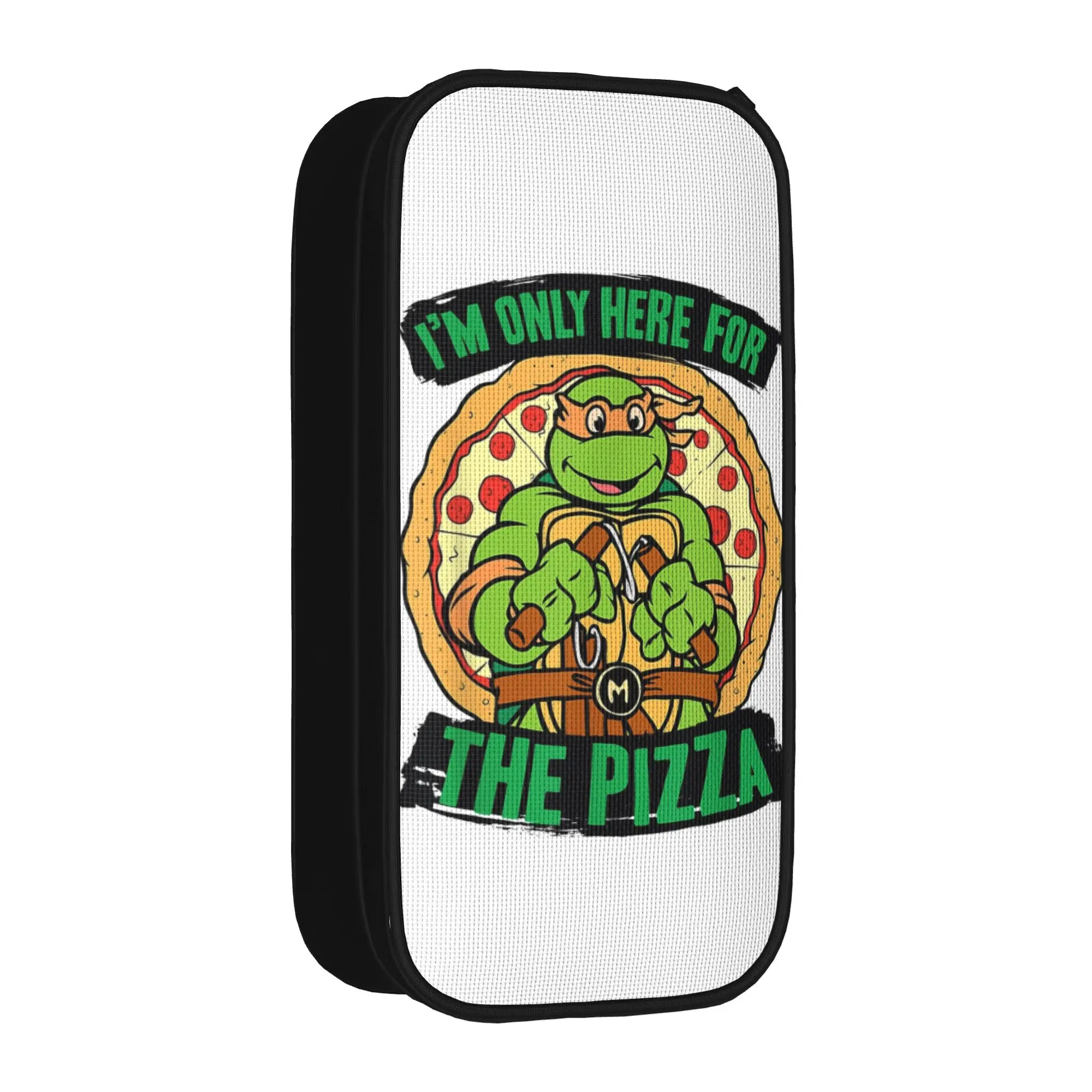 Funny TMNT T-Turtles Only Here For The Pizza Pencil Cases Pen Box Bags Student Large Storage Students School Gifts Pencil Box