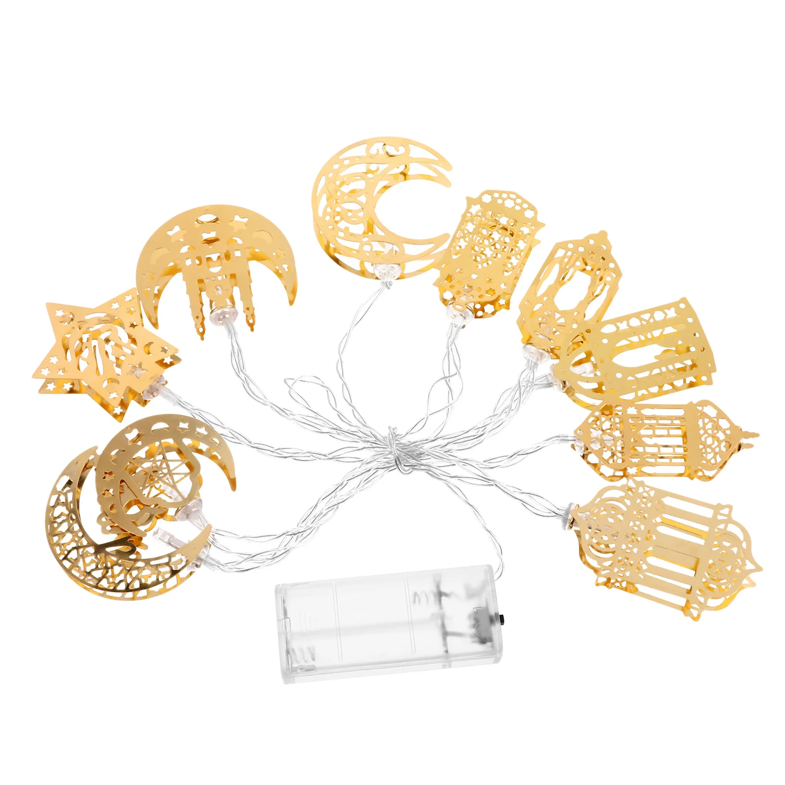 

1Set Golden Eid Party String Lights Creative Moon Star LED Light Powered Decorative Warm Room Atmosphere