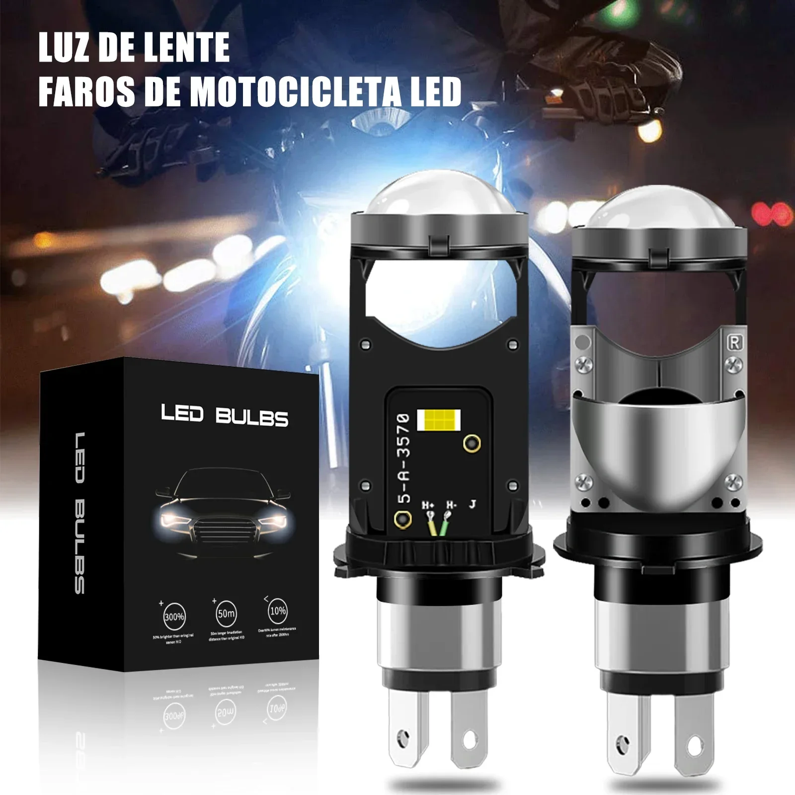 Brighten Your Way with 6500K 26W Hi Lo Beam H4 Bi LED Projector Lens Headlight Bulbs for Vehicles