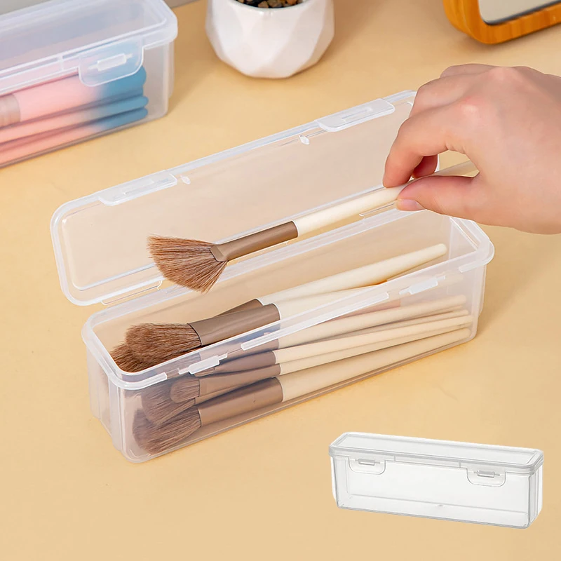 【Tragbare Kosmetikpinsel-Aufbewahrungsbox für unterwegs, kleine transparente Staubschutzhülle für Puder-, Rouge-, Lidschatten- und Augenbrauenpinsel】