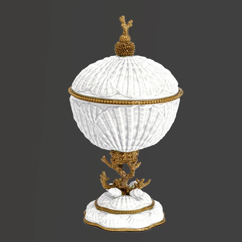 وعاء بورسلين بغطاء من البورسلين الصيني، فن طاولة تزيين المنزل