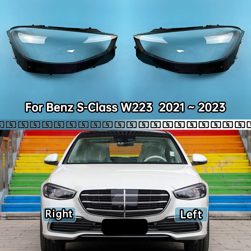 

For Mercedes-Benz S-Class W223 S320 S450 S500 2021 2022 2023 Front Headlight Glass Cover Headlamps Transparent Shell Lens Case