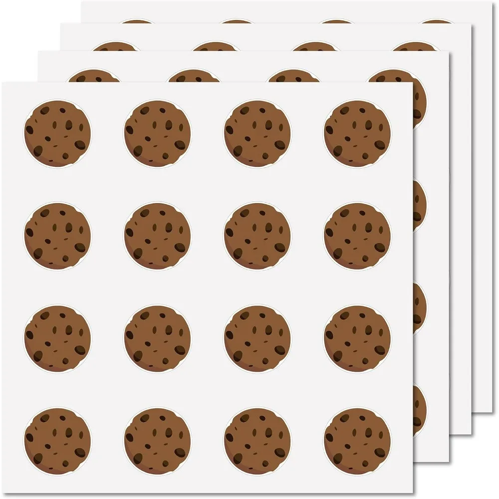 128Pcs Chocolate Chip Cookie Stickers Cookie Monster Stickers Waterproof Round Label Stickers for Packaging Cookie making kit