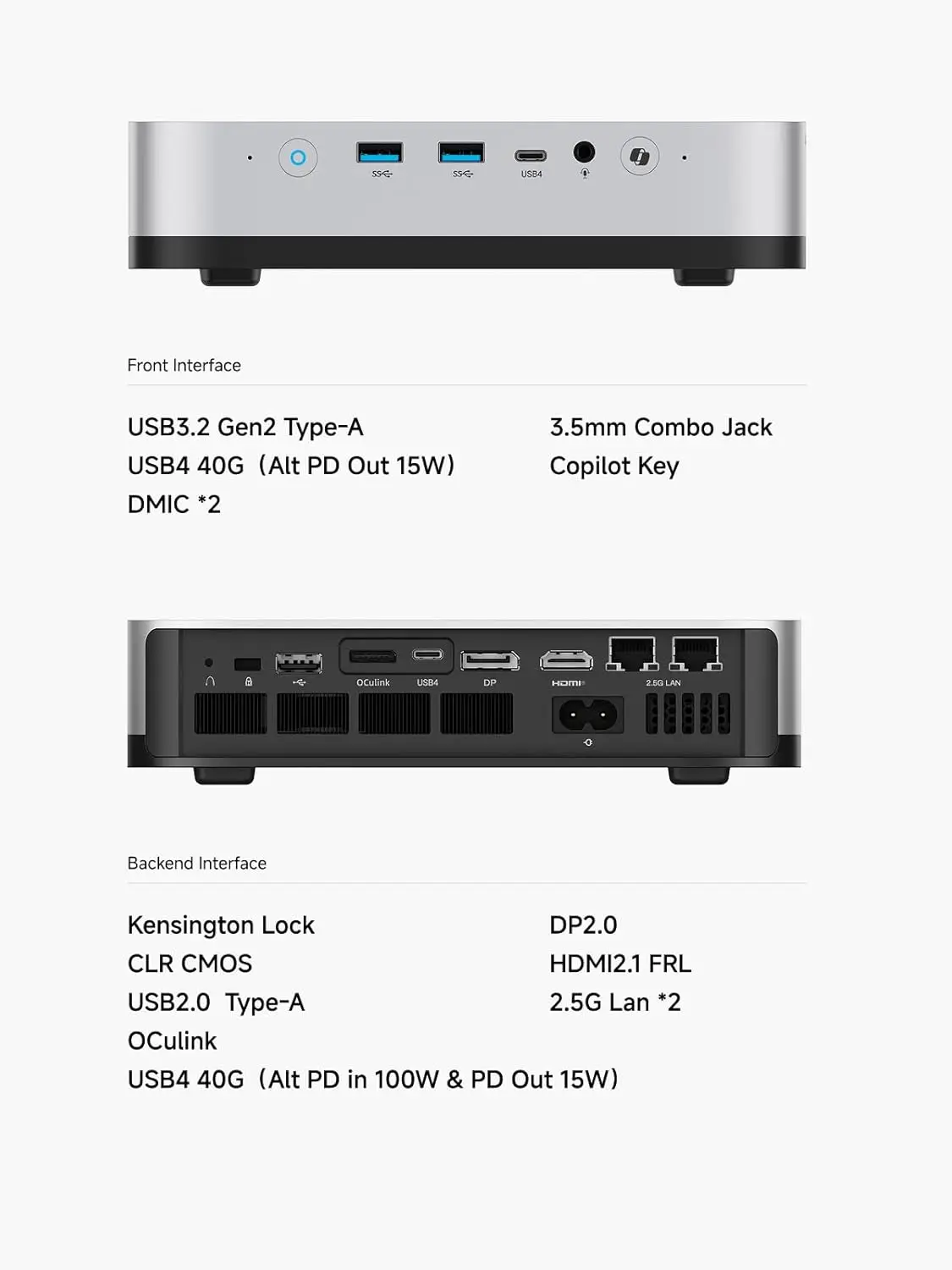 كمبيوتر MINISFORUM AI X1 Pro AMD AI 9 HX 370 بصمة الإصبع + PC 128GB 4TB WiFi7 BT5.4 مدمج 135 وات OCulink للتخزين الشامل AI