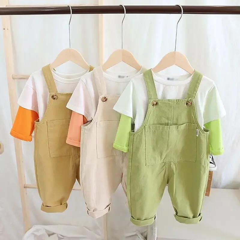 Fashion Casual Girls Overalls New Summer Cotton Breathable Baby Suspender Shorts 1-5Y Baby Clothes Kids Loose Overalls Shorts