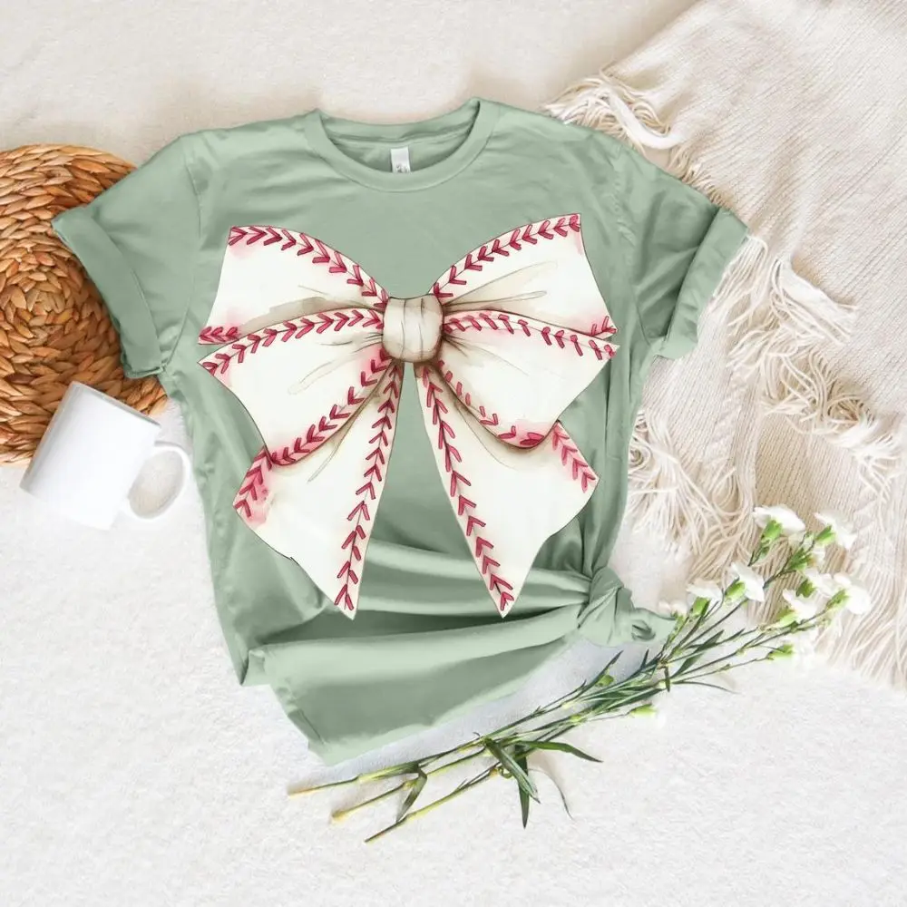 Girl Baseball Short Sleeve Shirt Baseball Coquette Aesthetic Bow Soft T-shirt Coquette Baseball baseball Tee Sublimation T Shirt