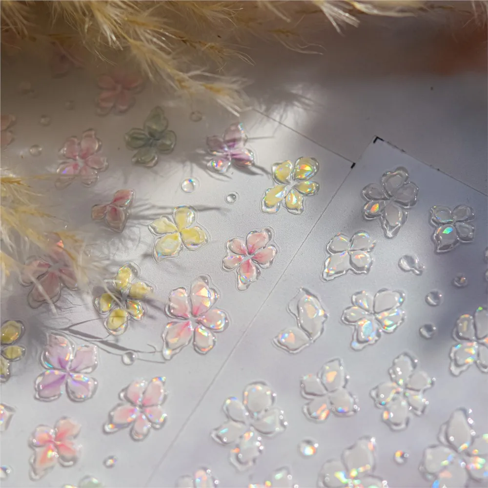 1 folha 5d geléia pétala flor etiqueta da arte do prego flash florescendo floral slider adesivo auto adesivo fantasia flores manicure decalques