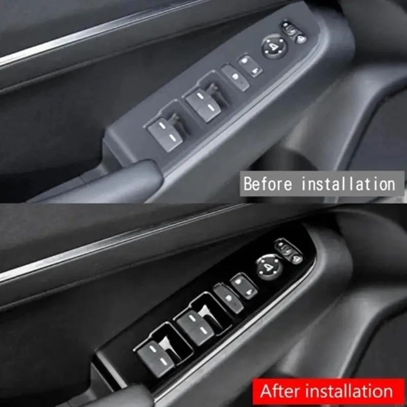 H3CE 2021-2022 Vehicle Window Control Button Trim ABS Protective Housing Gloss Black