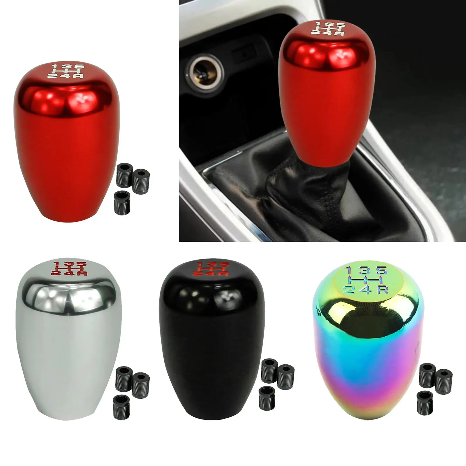 5 Speed Gear Shifter Knob Aluminum Alloy Smooth Surface Quick Installation for Most Automatic Manual Transmissions Widely Used