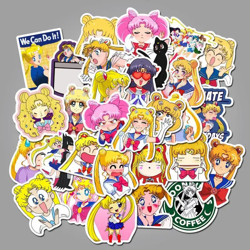 50pcs Sailor Moon Kawaii Stickers Cartoon Anime Derivative Peripherals Cute Sticker Notebook Water Glasses Decoration Gifts New view 4