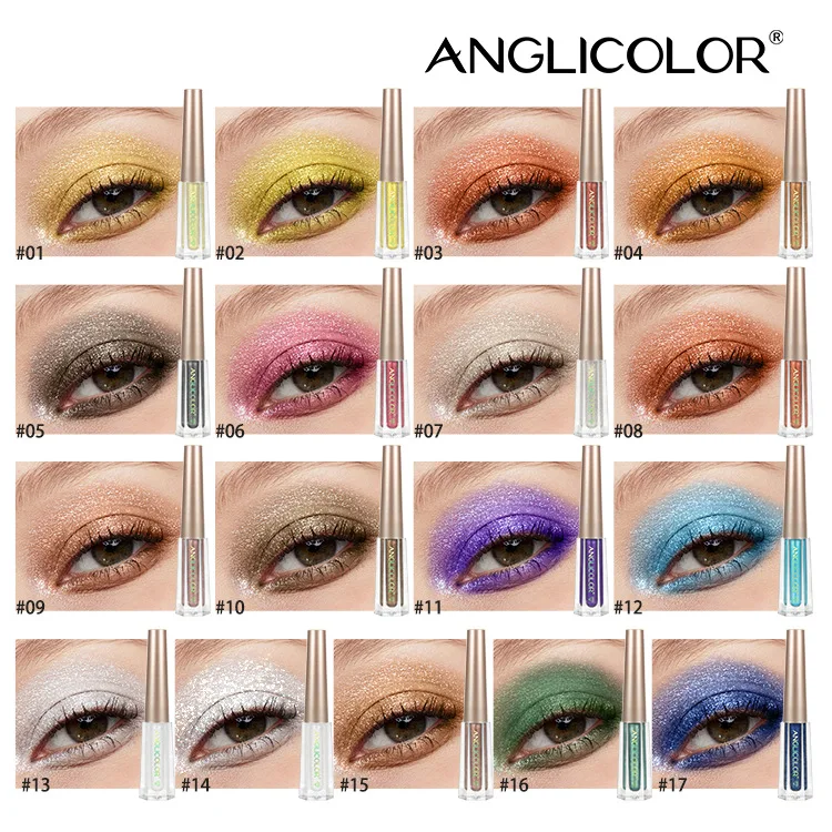 Eye Shadow Pearlescent Diamond Eye Shadow Liquid 17-color Sequins MakeUp Smooth Mini Fine Brush Eyeliner Shine And Head