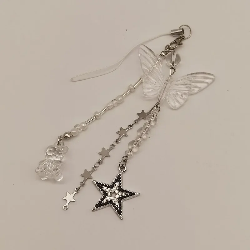 New Phone Charms Strap Lanyard Cute Bear Star Pendant Chain For iPhone XSMAX Earphone Books Bag Handmade Customized Bead  Case