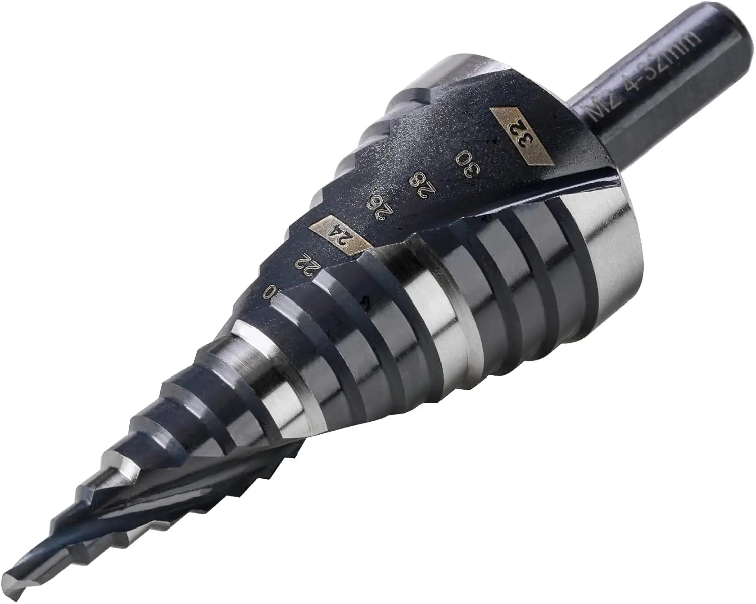 

M2 HSS Step Drill Bit 4-32mm for Extra Thick Materials, Stainless Steel, Copper, Aluminum, Wood, Plastic