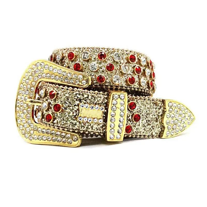 Men Western Rhinestone Belt Punk Rivet Studded Cowgirl Cowboy Crystal Women Belt
