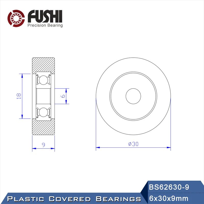 626 ZZ Ball Bearing Covered With POM Plastic 6*30*9 mm ( 2 PCS ) Plastic Pulley Bearings 626 Z LUU