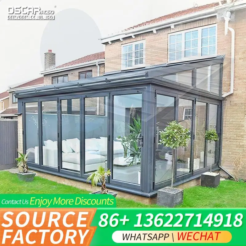 Hot Sale Malaysia 4 Season Outdoor Double Lowe Tempered Glass Structure Enclosure for European Villa Patio Balcony sunroom