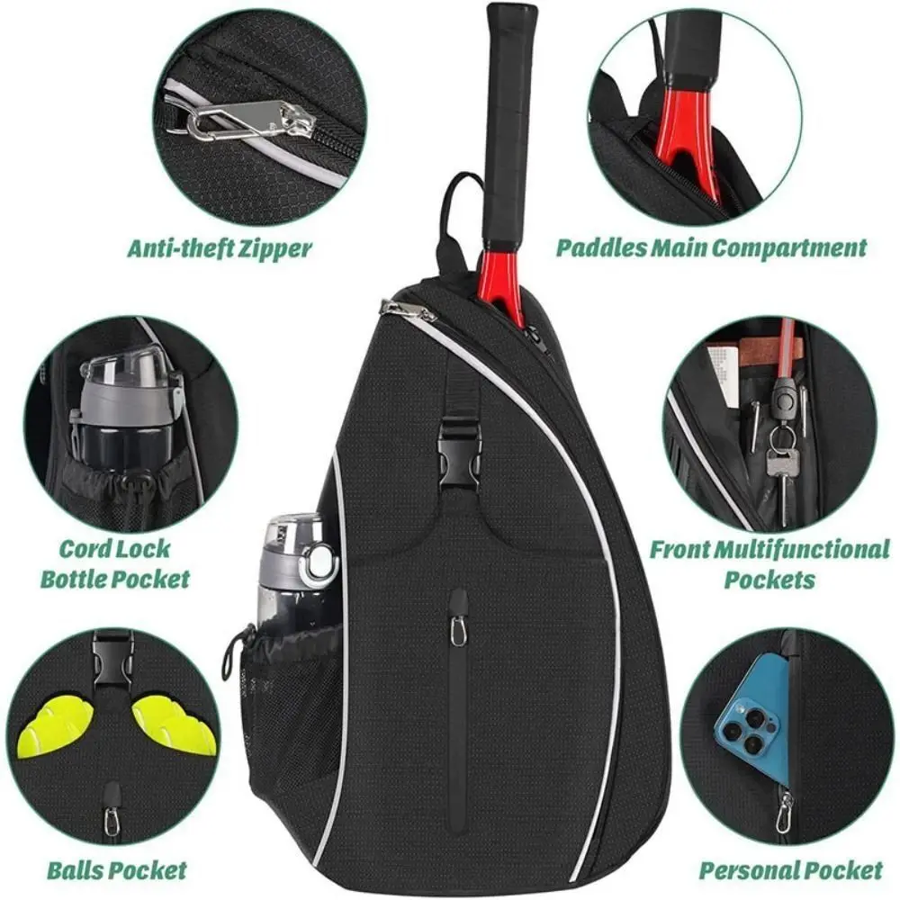 Zipper Closure Pickleball Rackets Backpack Large Capacity Strong Tennis Racket Carrying Bag Durable Reversible Badminton Bag