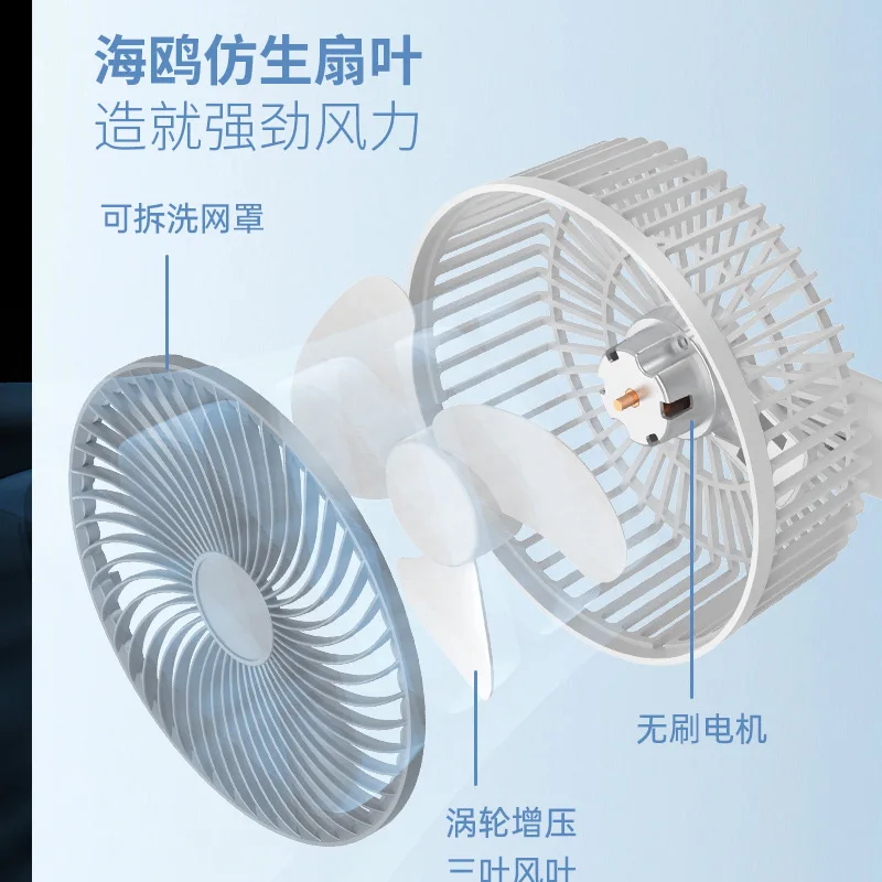 Customized. New Home Small Fan Desktop Office Oscillating USB Rechargeable Wall-mounted Handheld Fan-border