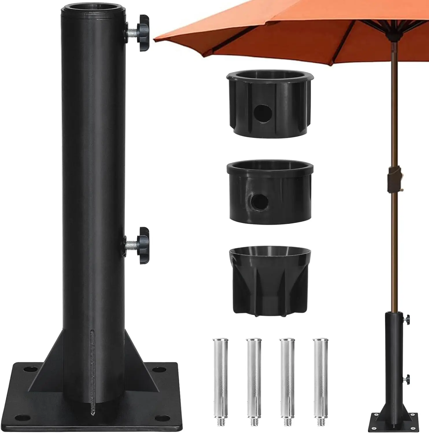 

Усиленная подставка для зонта для патио, для стойки диаметром 1.5-1.9 дюйма, крепление на террасу/палубу