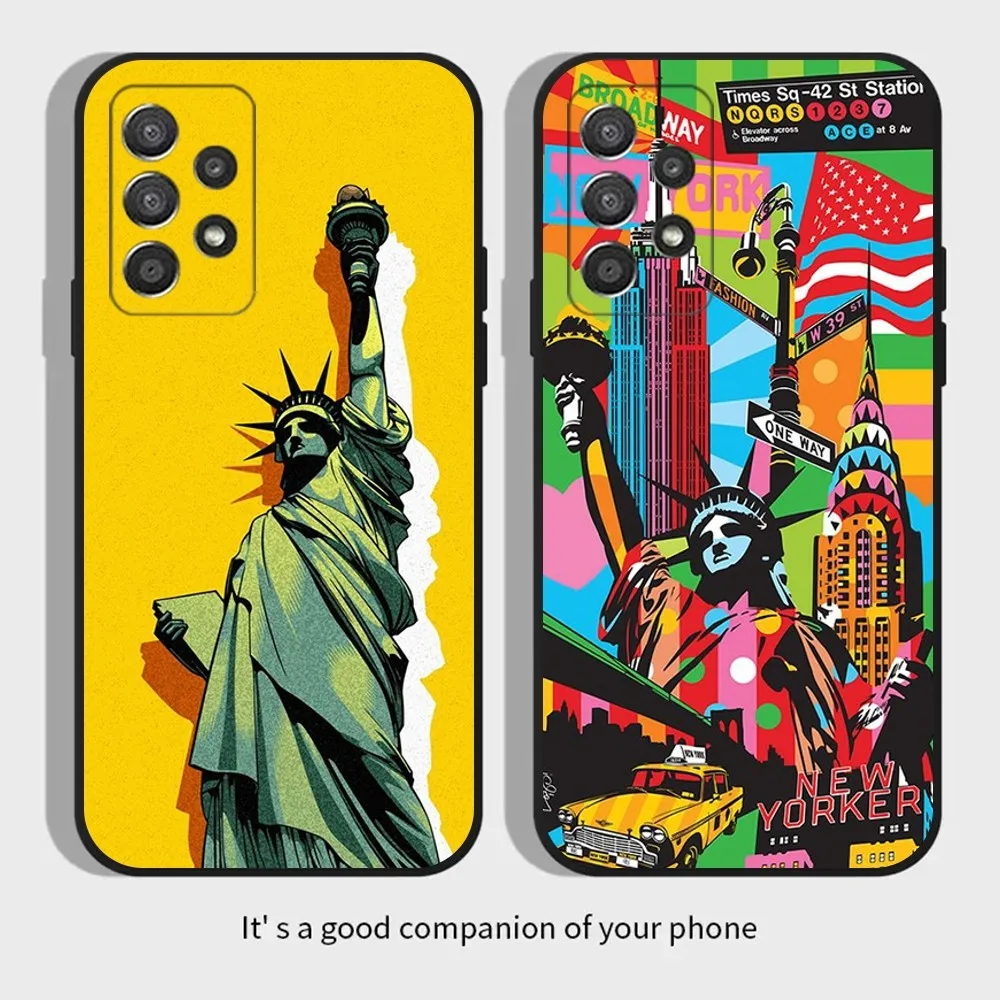 Statue of Liberty Phone Case For Samsung Galaxy A13,A21s,A22,A31,A32,A52,A53,A71,A80,A91 Soft Black Cover