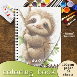Adult Coloring Book - 8.3x 11.2 Inch 32 Pages Cute Sloth Coloring Book - Helps Reduce Stress and Ease Emotions