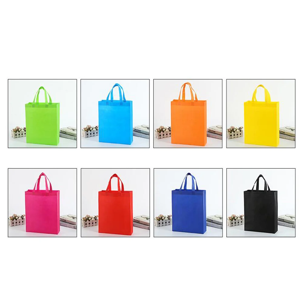 10pcs Portable Recycle Bags Shopping Bag Non-woven Handbags Reusable Tote Vertical Version Mixed Colors