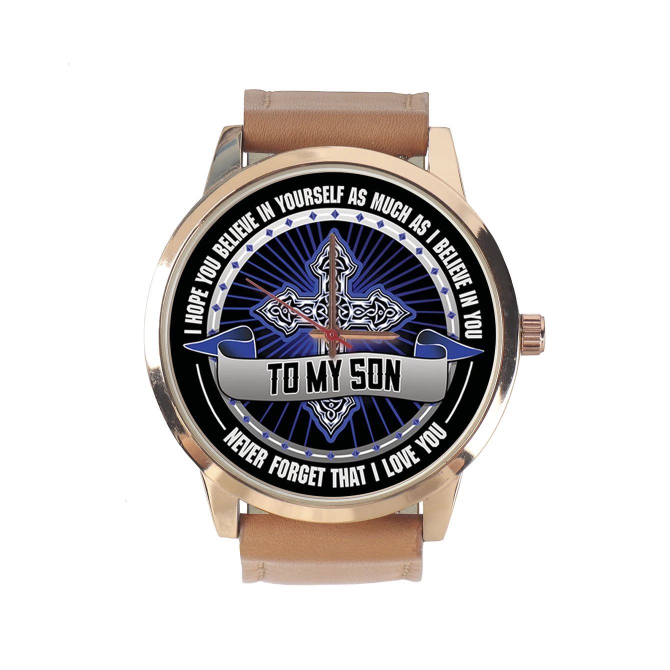 Pattern Quartz Watches for Men Watch Wife Gift Family Photo Clock Wristwatch Men Original to My Son Husband Friend