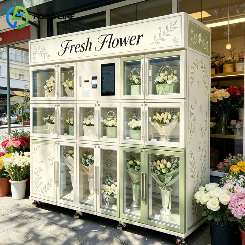Smart Floral Vending Machine Flower Bouquet Dispenser Fresh Roses Retail Kiosk Airport Mall Hotel 24/7 Customized