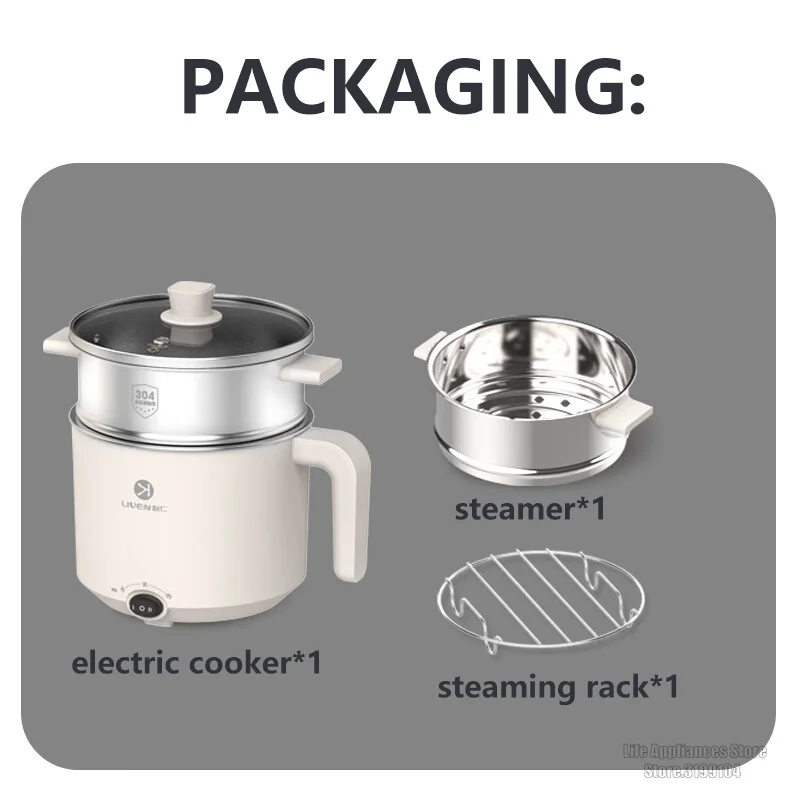 600W Electric Cooker 220V Multi Cooking Pot 1.8L Stainless Steel Smart MultiCooker Steamed Rice Pot For Home Kitchen Appliances