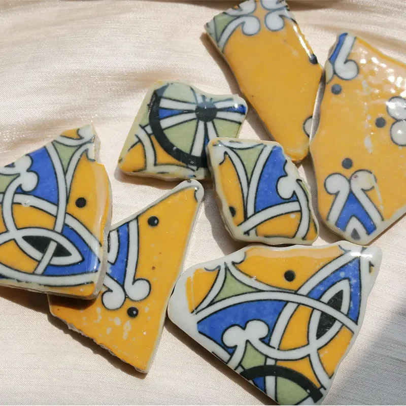 100 グラムマルチカラー不規則なセラミックモザイクタイル DIY モザイク作成石クラフト趣味芸術壁の装飾花びら楕円形 91