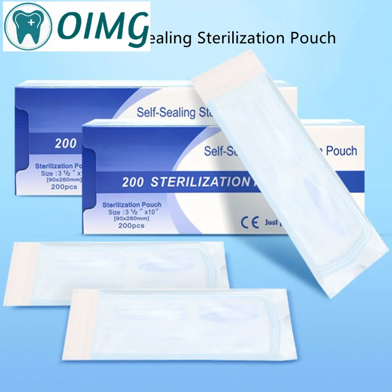 Dental Self-sealing Sterilization Pouch Dentistry Medical Grade Paper +CPP/PET Film Packaging Bag Dental Accessories 200Pcs/box