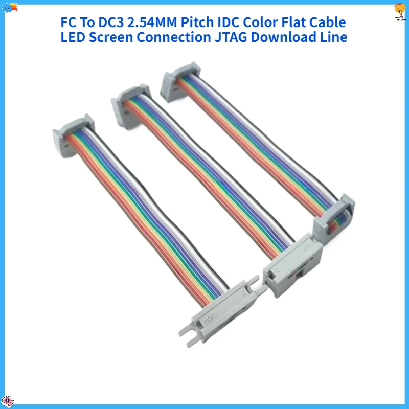 40P GPIO Ribbon Cable FC to DC3 2.54mm Pitch IDC Color Flat Cable for LED Screen JTAG Download Line Various Lengths 10cm to 100c