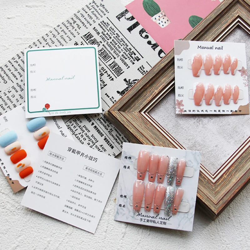 20Pcs Nagel Display Karton Einfache Stil Gefälschte Nägel Karte Für Drücken Auf Nägel Foto Requisiten Nagel Salon