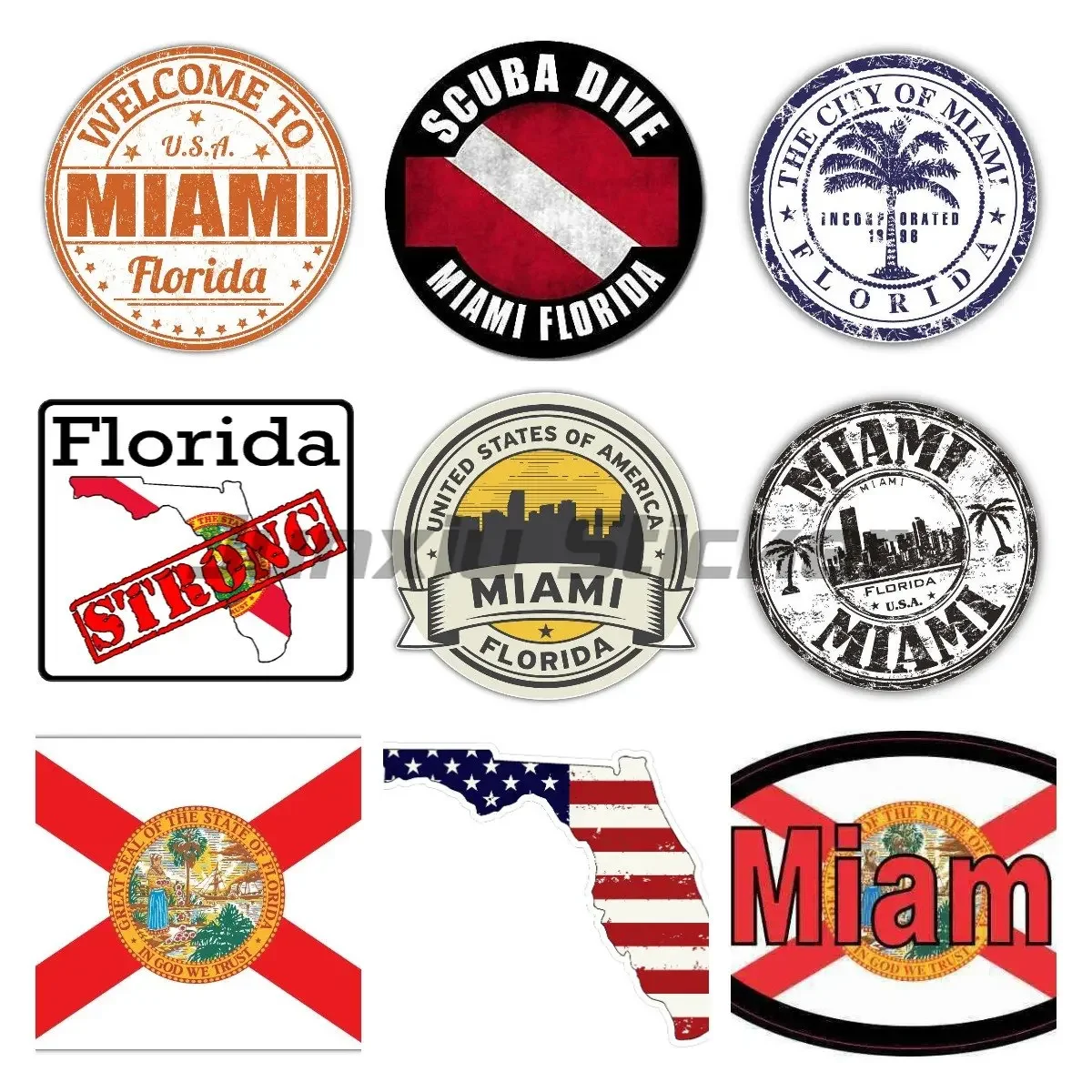 

Miami Florida Flag Car Stickers Car Window Sticker Bumper Racing Laptop Helmet Trunk Wall Bicycle Vinyl Decal Car Accessories