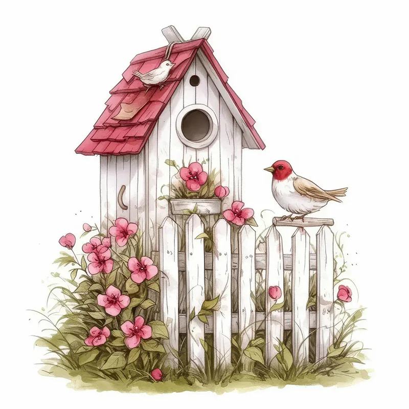 Old Birdhouse Clipart Toilet Stickers Decoration for Living Room, Wall, Bedroom, and Home Decor Car Decals Self-Adhesive