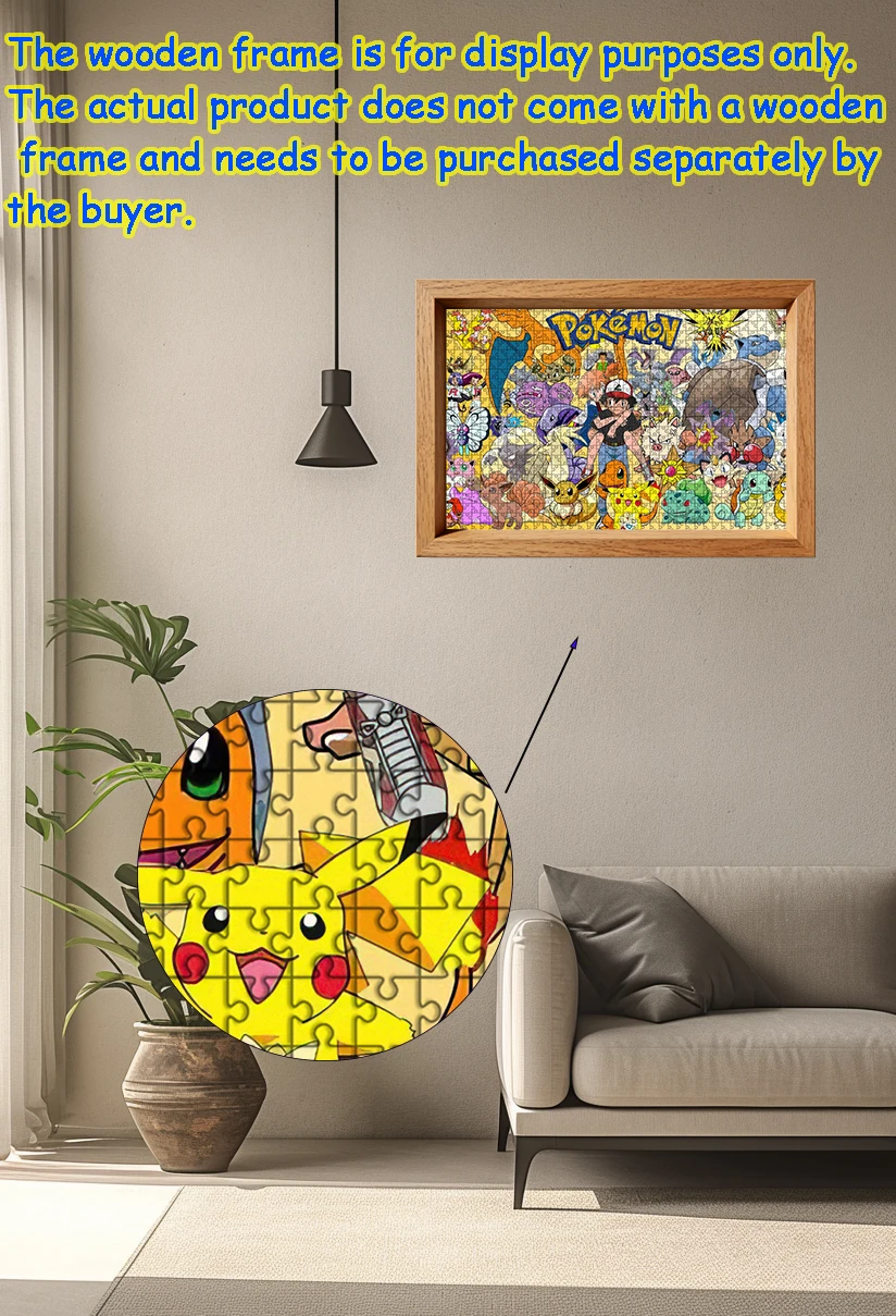 Pokémon Pikachu 108/200/300/500/1000 pezzi gioco puzzle pavimento in legno, regalo portatile di alta qualità per feste, divertente